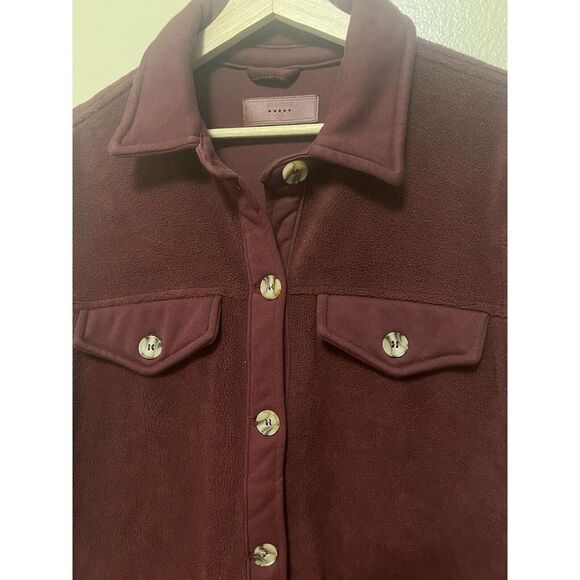 BlankNYC Fleece Jacket Shirt Shacket Burgundy Wine Red Size Medium Cozy Soft - Picture 10 of 16